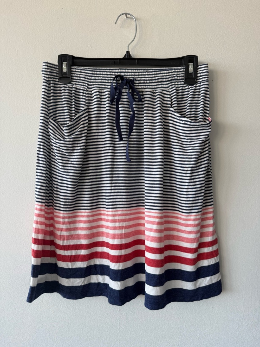Max Studio Navy, Pink and Red Striped Skirt